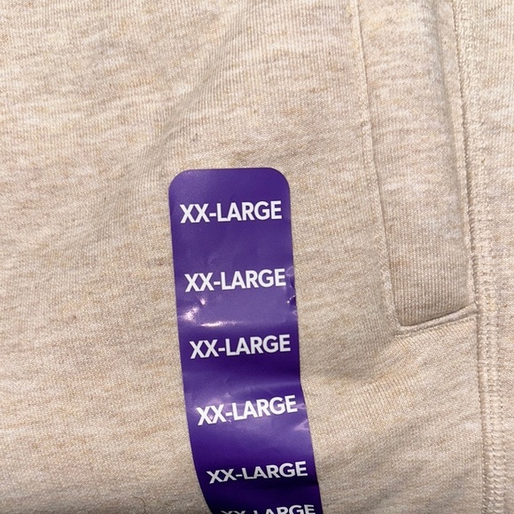 Cream Track Pants with Elastic Waistband and Drawstring - Picture 3 of 6